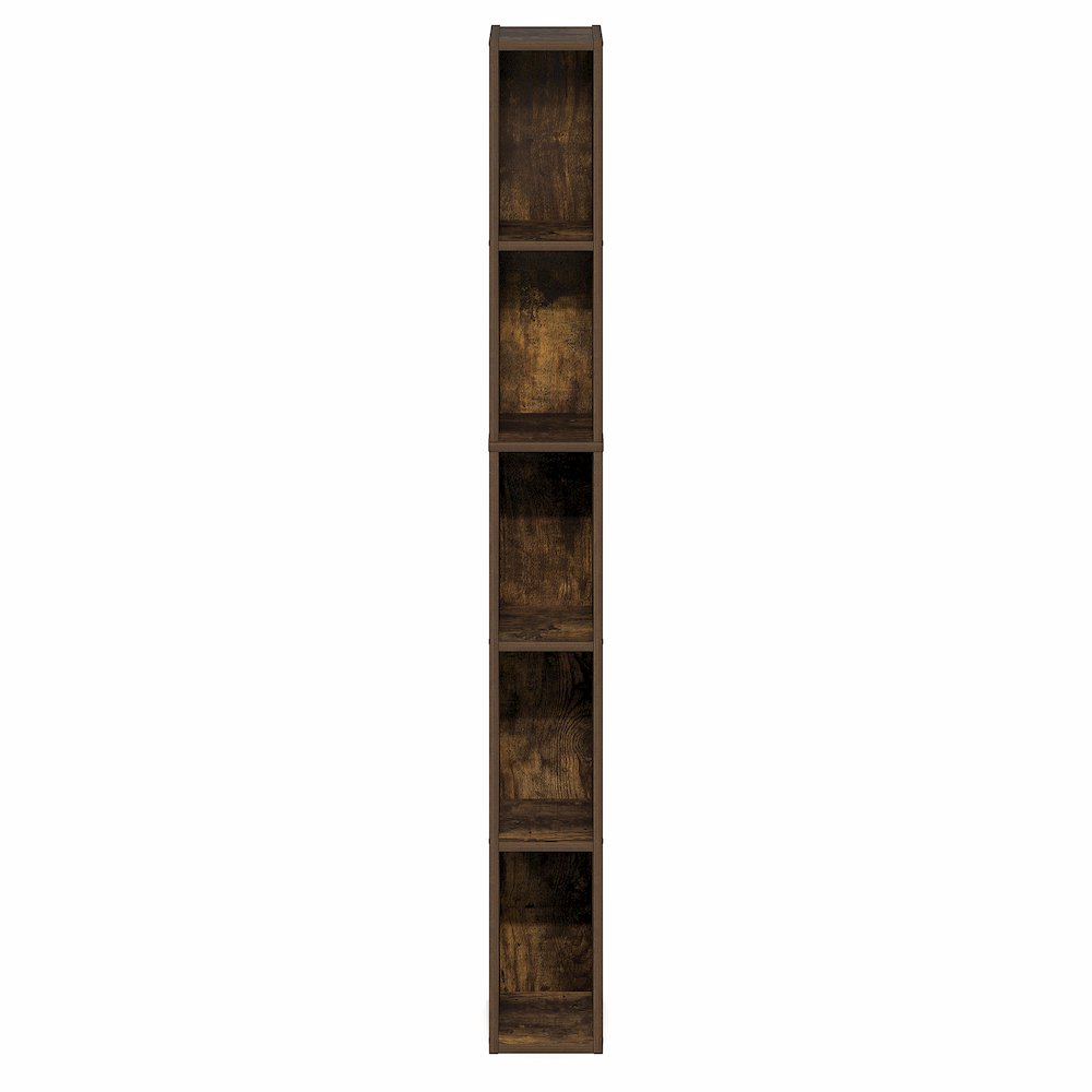 FULDA Book Shelf, 5-Tier Tall Narrow Bookshelf, 9.3 x 5.9 x 51.9