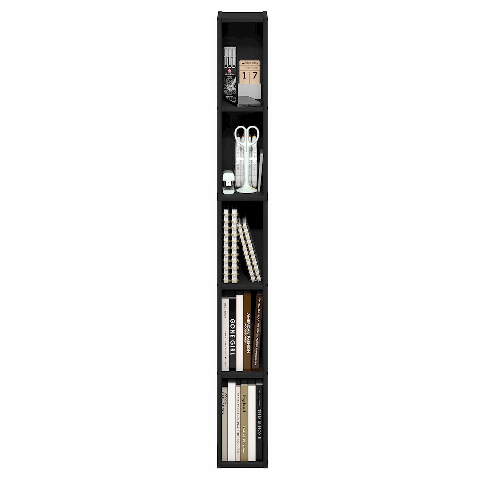 FULDA Book Shelf, 5-Tier Tall Narrow Bookshelf, 9.3 x 5.9 x 51.9