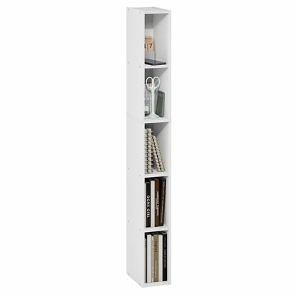 FULDA Book Shelf, 5-Tier Tall Narrow Bookshelf, 9.3 x 5.9 x 51.9