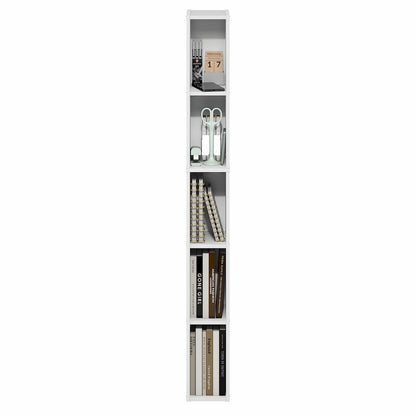 FULDA Book Shelf, 5-Tier Tall Narrow Bookshelf, 9.3 x 5.9 x 51.9