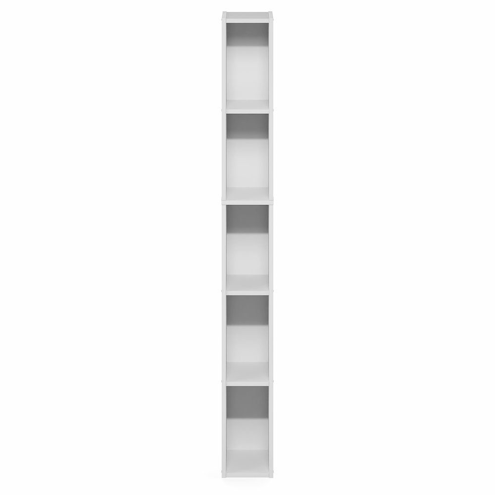 FULDA Book Shelf, 5-Tier Tall Narrow Bookshelf, 9.3 x 5.9 x 51.9