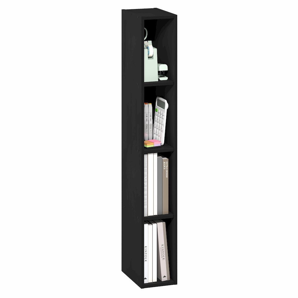 FULDA Book Shelf, 4-Tier Narrow Bookshelf, 9.3 x 5.9 x 41.6