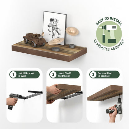 TANNA Floating Shelves for Wall, 12 x 24 Wall Shelf, 2-in Thick Shelf