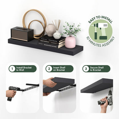 TANNA Floating Shelves for Wall Set of 2, 9 x 35 Wall Shelf