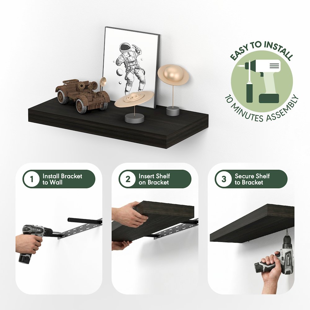 TANNA Floating Shelves for Wall Set of 2, 12 x 24 Wall Shelf