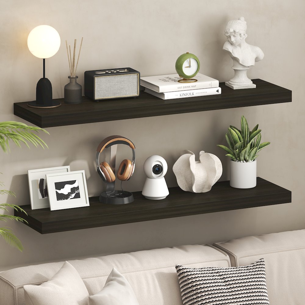 TANNA Floating Shelves for Wall Set of 2, 12 x 47 Wall Shelf