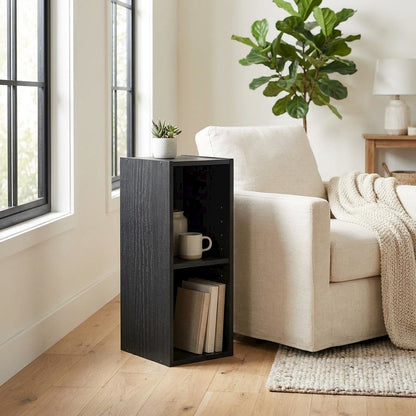 Black Wooden Bookcase with Compact Design and Sturdy Construction