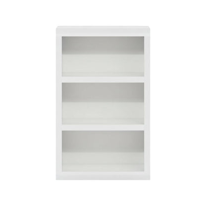 Wooden White Bookcase with Spacious Shelves for Living Room Storage