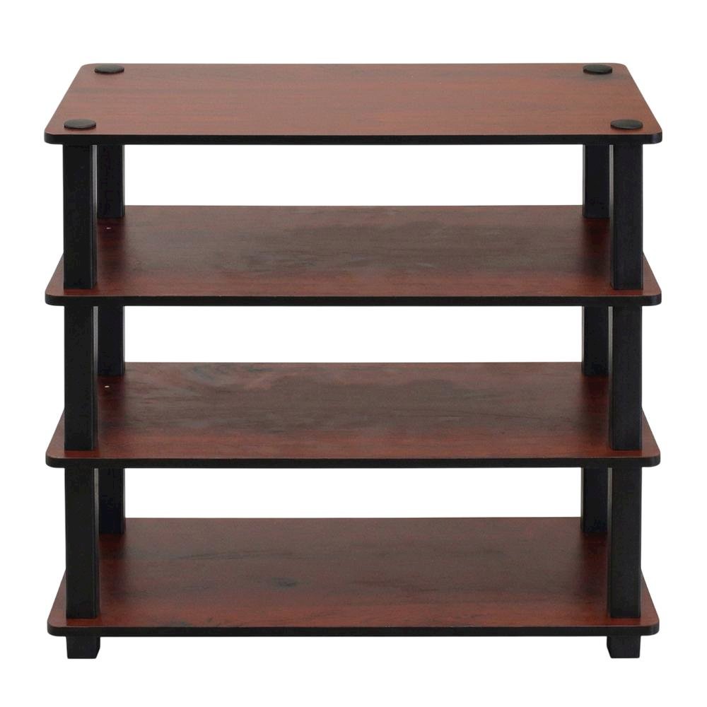 Brown 4-Tier Shoe Rack, Dark Cherry Engineered Wood, Tool-Free Assembly