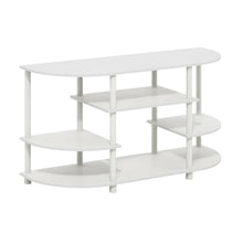 White Corner TV Stand with Solid Rubberwood and Walnut Veneers, Modern Design
