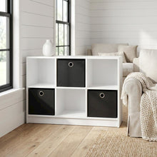 White and Black 3x2 Bookcase with Storage Bins for Organizing and Display