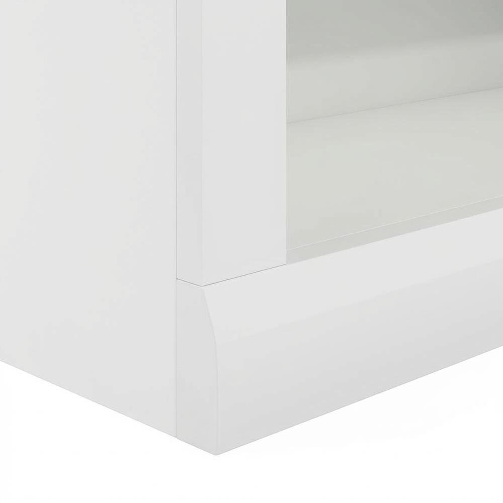 Wooden White Bookcase with Spacious Shelves for Living Room Storage