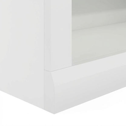 Wooden White Bookcase with Spacious Shelves for Living Room Storage