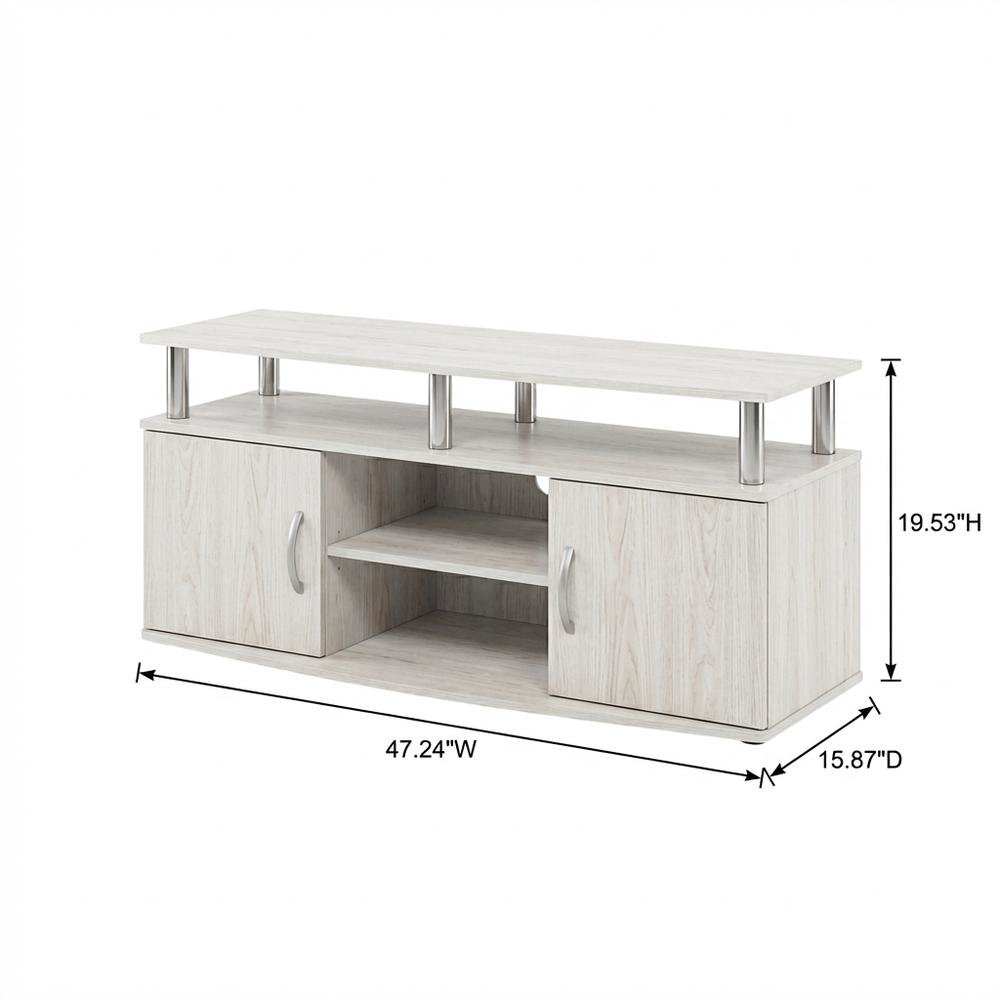Stylish White Oak Entertainment Center for TVs Up to 55-In, Steel Tubes
