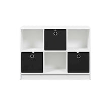 White and Black 3x2 Bookcase with Storage Bins for Organizing and Display