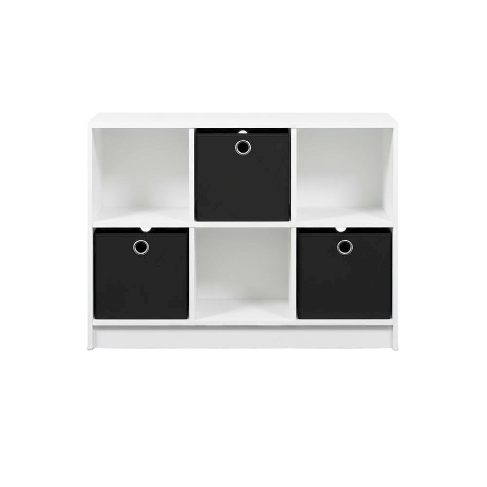 White and Black 3x2 Bookcase with Storage Bins for Organizing and Display