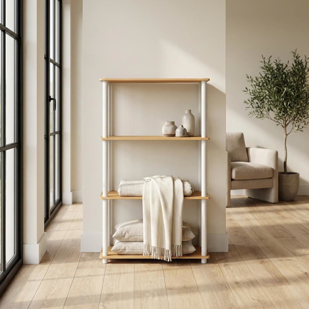 Wooden bookcase with sturdy construction and versatile design