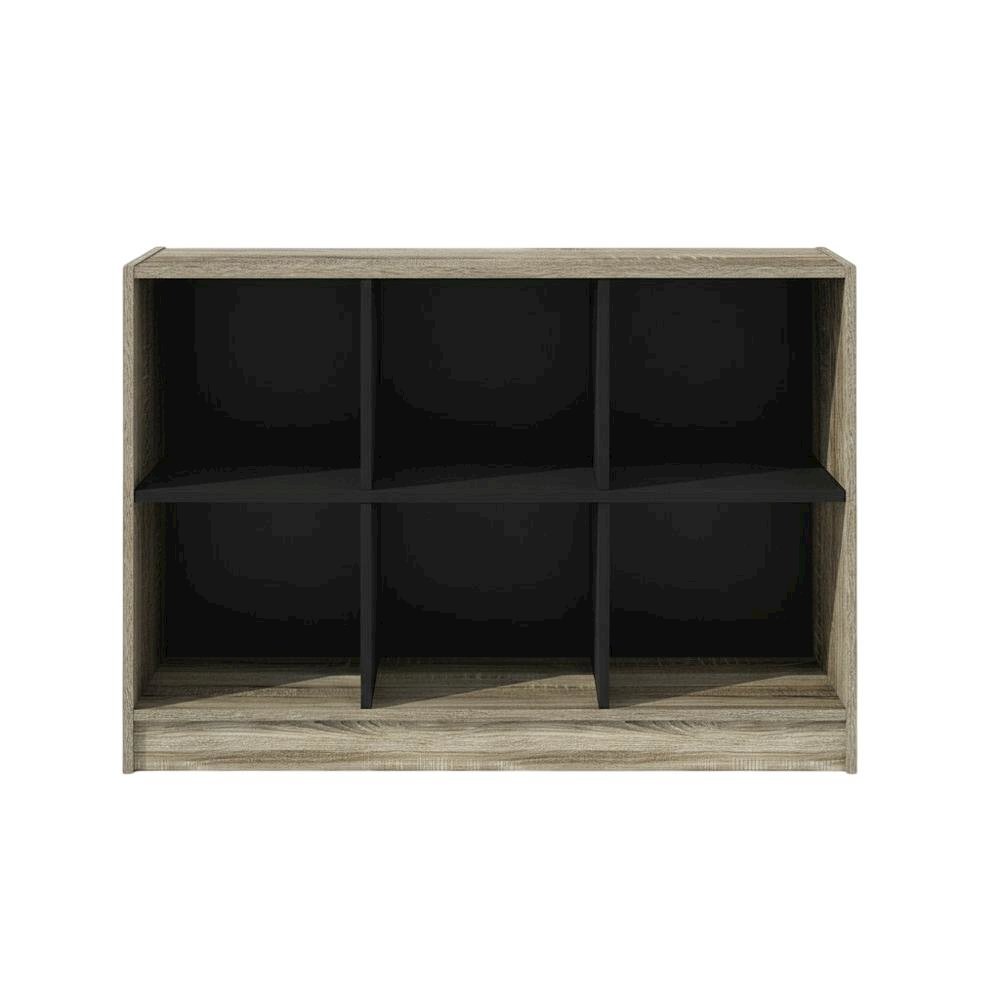 Wooden bookcase with rustic finish for living room or office use