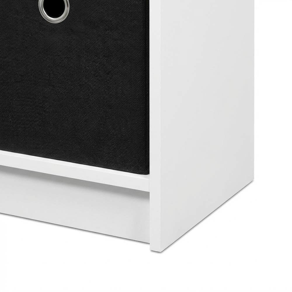 White and Black 3x2 Bookcase with Storage Bins for Organizing and Display