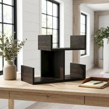 Wooden Desktop Bookshelf Storage Organizer in Espresso with Compact Design
