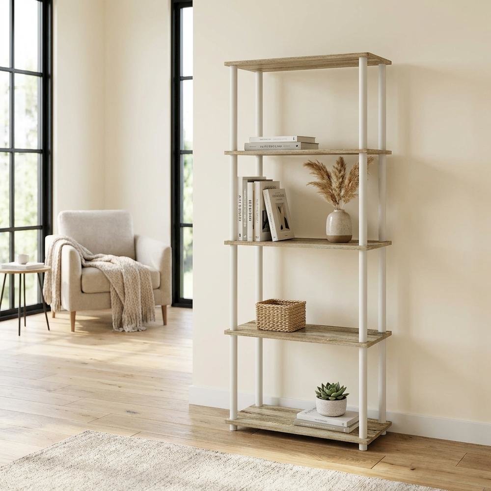 Wooden bookcase with clean design and sturdy construction