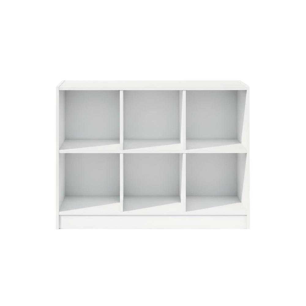 Wooden bookcase with open shelving for living room or office space