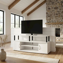 White/Black Large TV Stand with Spacious Storage for Entertainment Centers