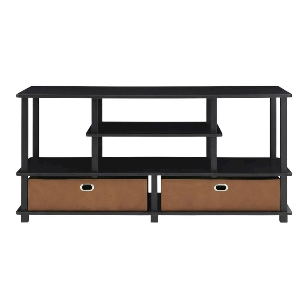 Large TV stand, up to 50-inch TV, storage bin, black composite wood