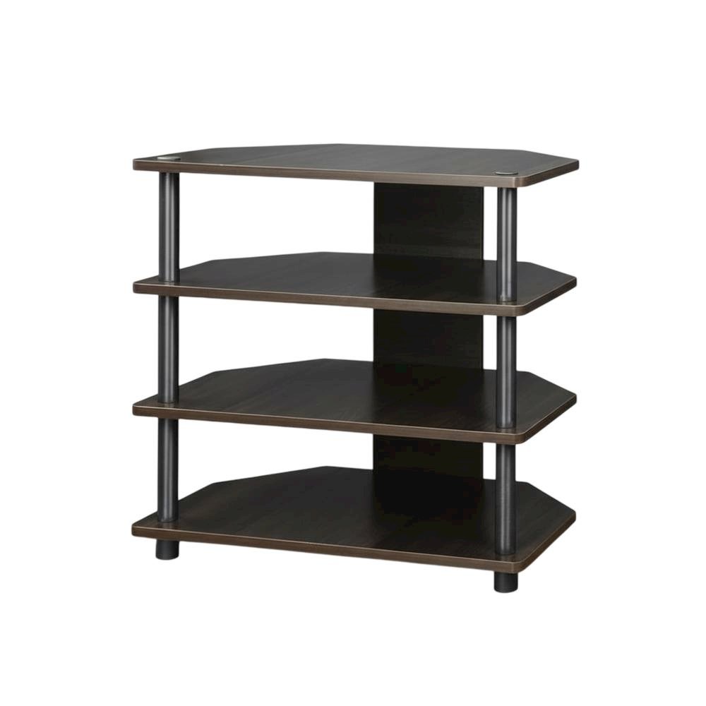 Espresso 4-Tier TV Stand, Easy Assembly, Composite Wood Construction