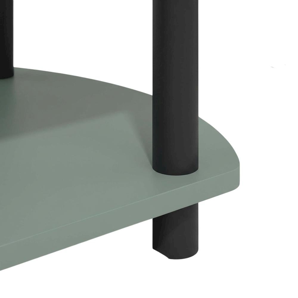 Sage Green TV Stand, 55-Inch Flat Screen, Open Shelves, Rounded Corners