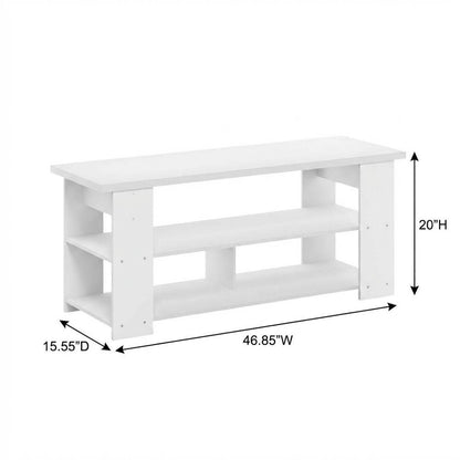 White wooden TV stand for up to 55-inch screens with ample storage space