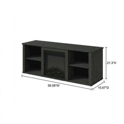 Brown Electric Fireplace TV Stand with Storage for 60-Inch TVs