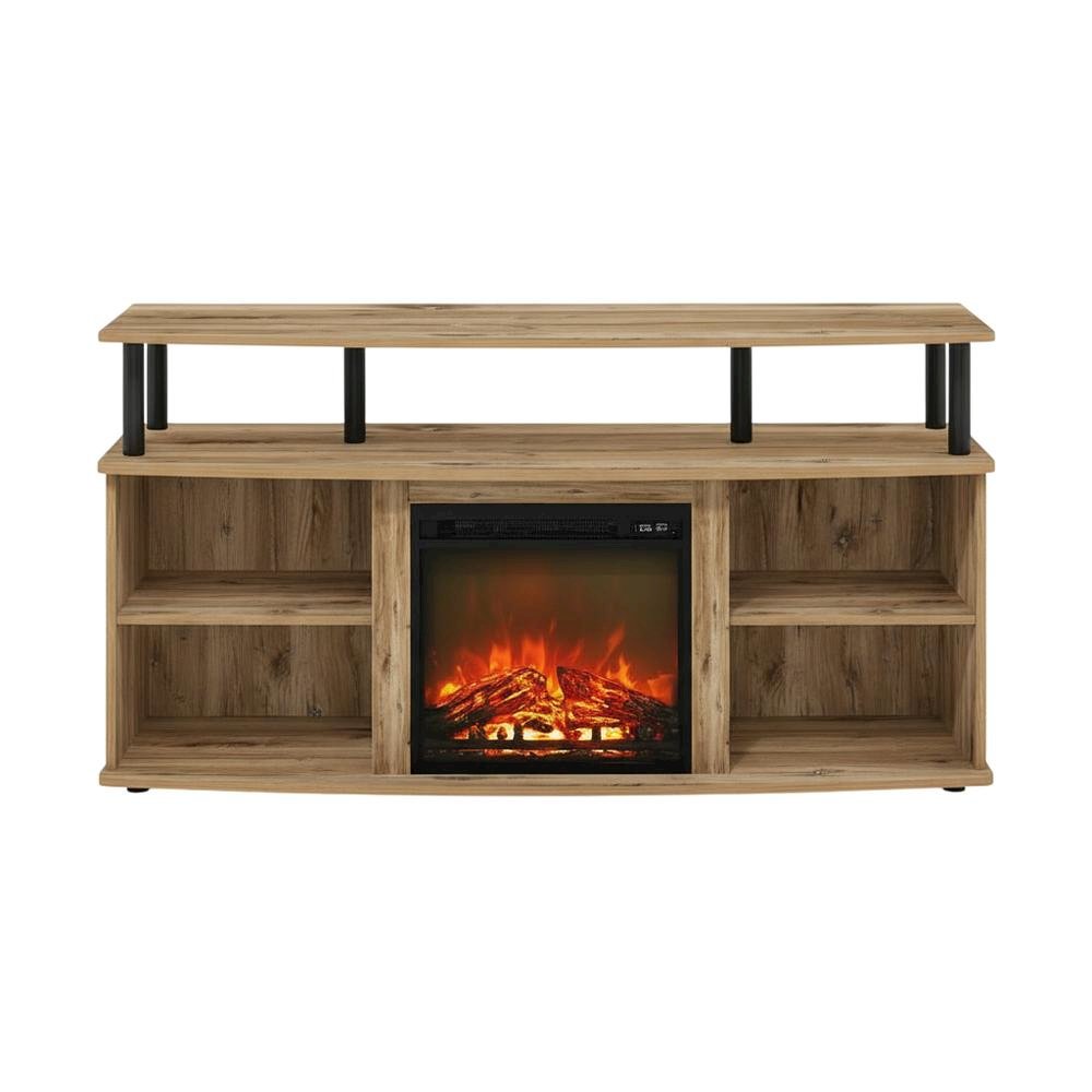 Black shelving entertainment center, TV storage, screens up to 55 inches