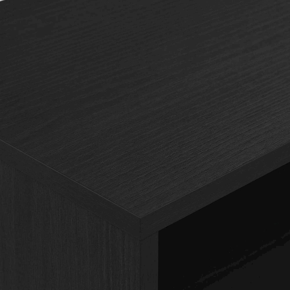 Black 3-Tier Display Bookcase with Wooden Shelves for Living Room or Office