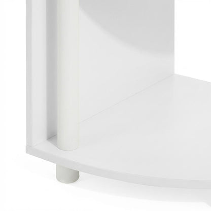 White 4-Tier Zigzag Corner Shelf with Sturdy Wood Construction