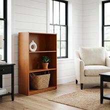Wooden 3-Tier Bookcase with Light Cherry Finish for Versatile Storage