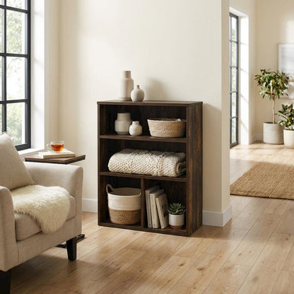 Wooden bookcase with clean design and versatile storage