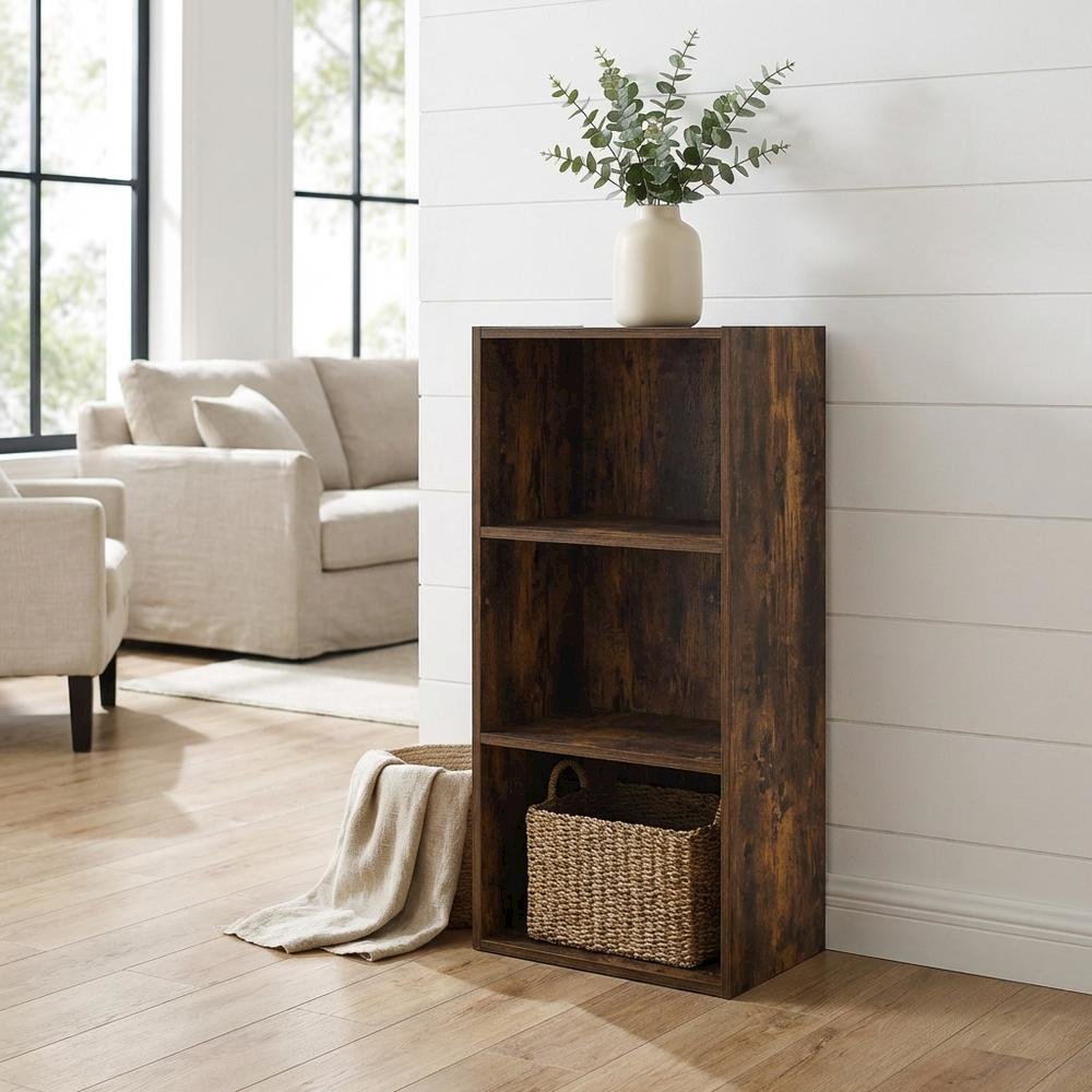 Wooden bookcase with spacious shelf storage for living room or study