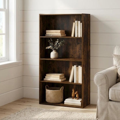 Wood Bookcase with Open Shelving for Living Room Storage