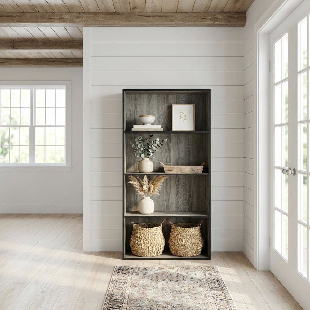 Wooden Bookcase with Adjustable Shelves for Home Office Storage