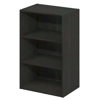 Espresso 3-Tier Open Shelf Bookcase with Storage Organizer