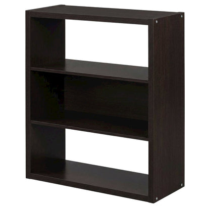 Wooden bookcase with open shelves for versatile storage