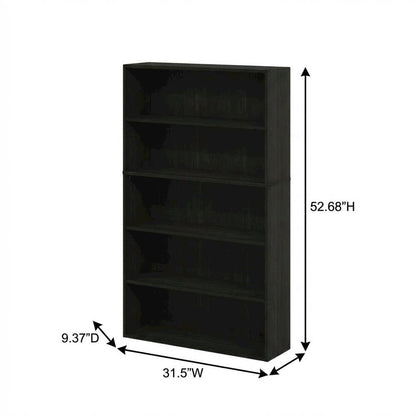 Espresso 5-Tier Open Shelf Bookcase with Sturdy Wood Construction