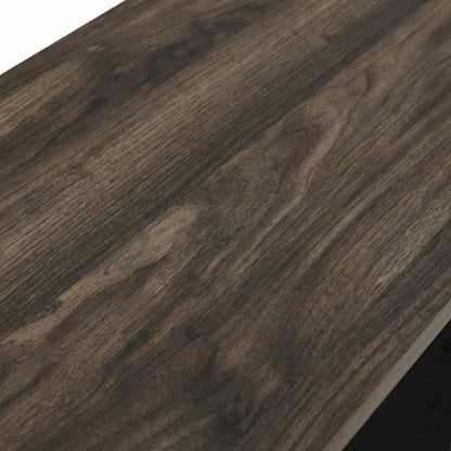 Computer workstation with Columbia Walnut, black finish, sleek design, durable