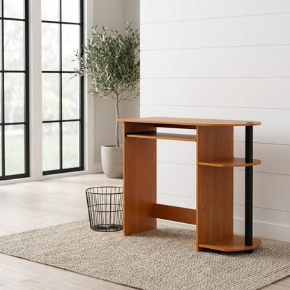 Light Cherry Computer Desk with Easy Assembly and Compact Design