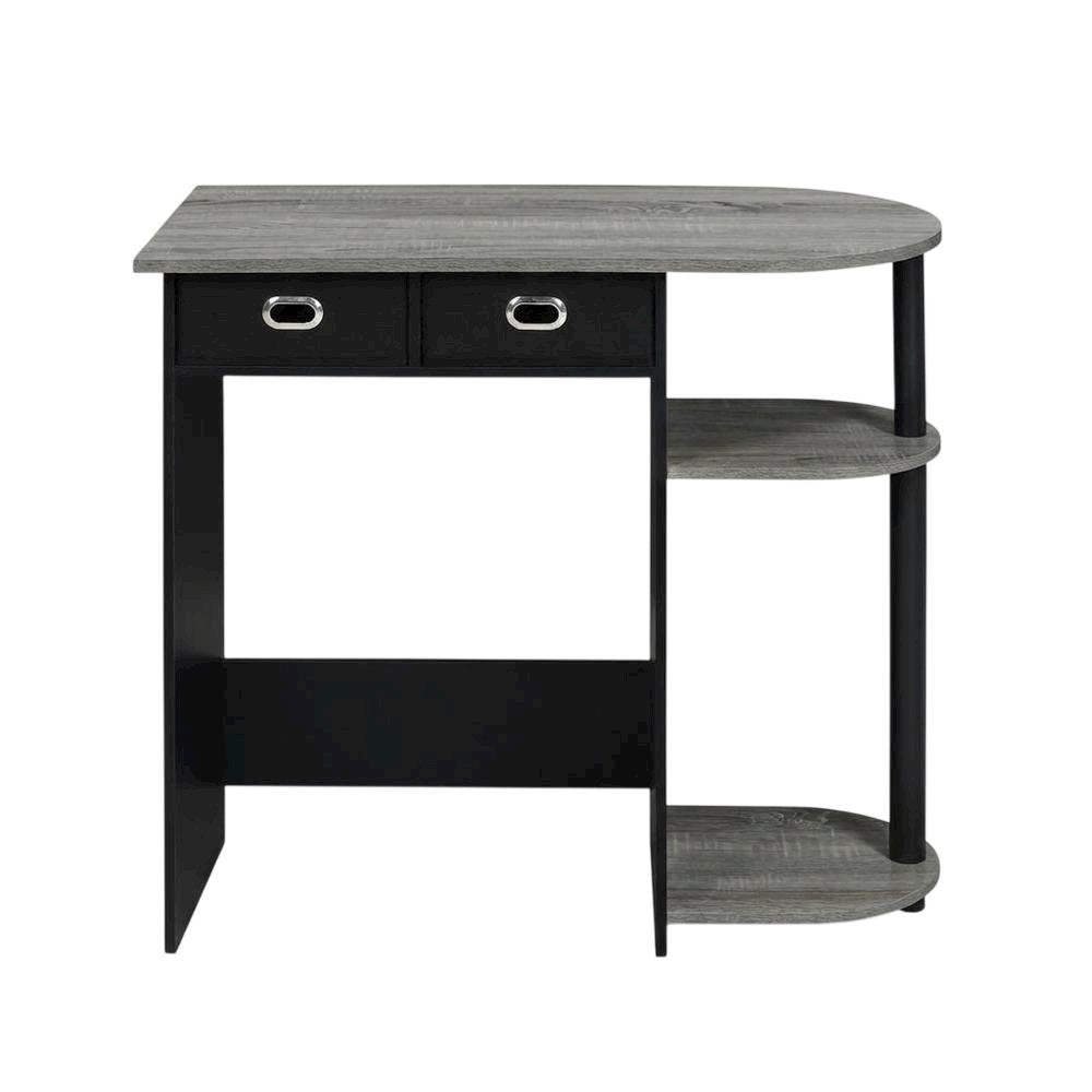 Black and Grey Laptop Desk with Steel Frame and Spacious Surface