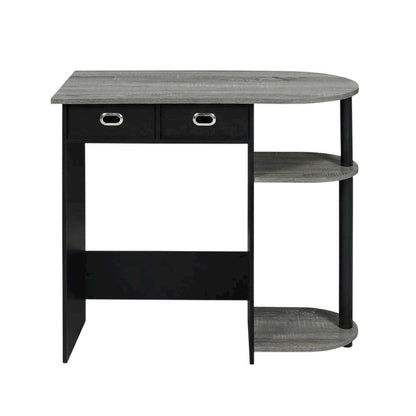 Black and Grey Laptop Desk with Steel Frame and Spacious Surface