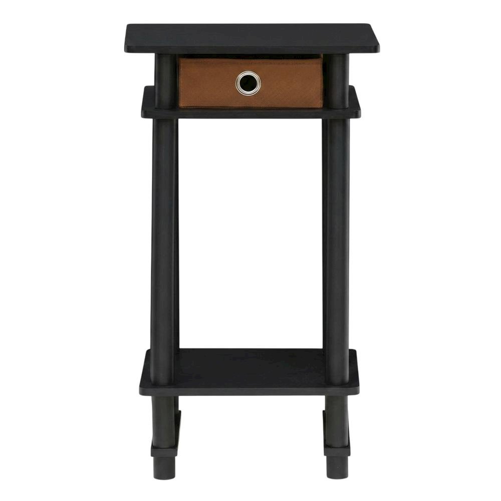 Espresso/Brown Tall End Tables with Storage Bins - Set of 2