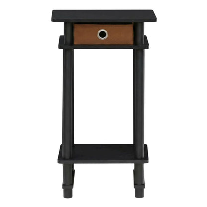 Espresso/Brown Tall End Tables with Storage Bins - Set of 2