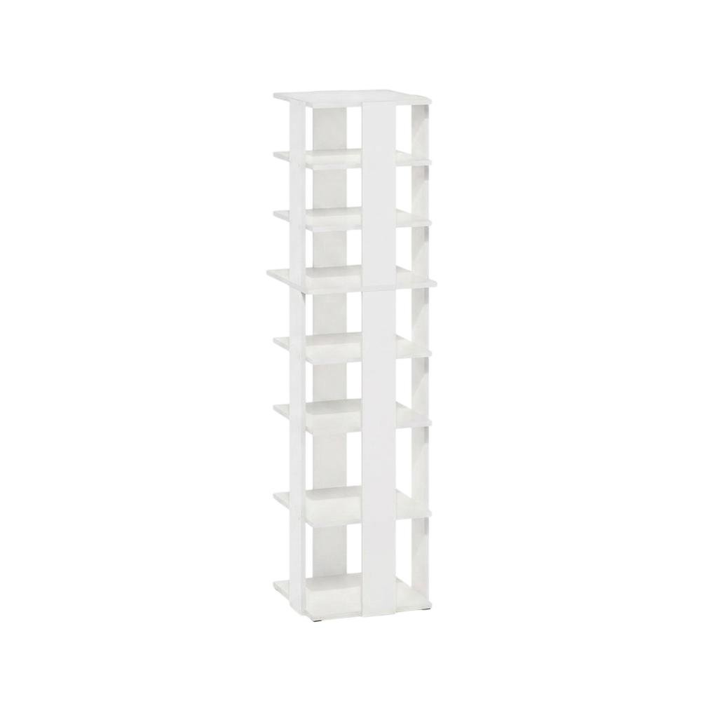 White 8-Tier Vertical Shoe Tower, Free Standing Space Saving Closet Organizer